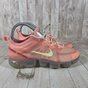 Nike Air VaporMax 2019 Womens Coral Pink Neon Lime Running Shoes AR6632-600 EU36